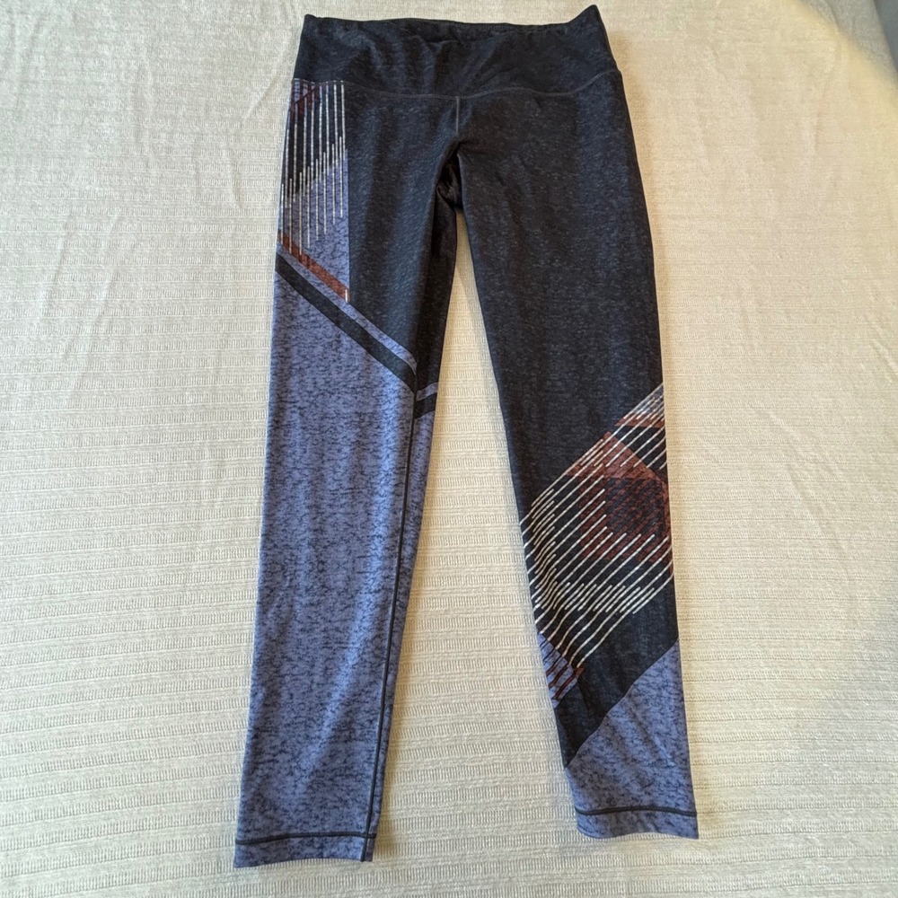 prAna Womens Geometric Colorblock Yoga Leggings Charcoal Blue W41180329 Size M